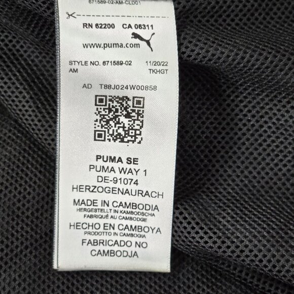 Puma Men Jacket L Black Zipper Long Sleeve Logo Polyester Polyester - Picture 8 of 10